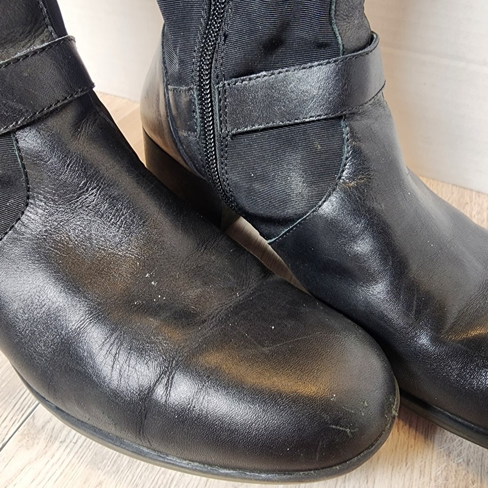 Etienne Aigner Boots Women's SIZE 6.5 Black Roping Riding Buckles Heel - Picture 6 of 16